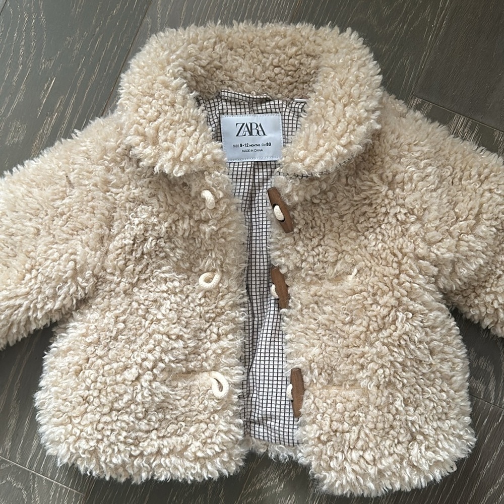 Zara Cream Teddy Jacket Plush Sherpa Style